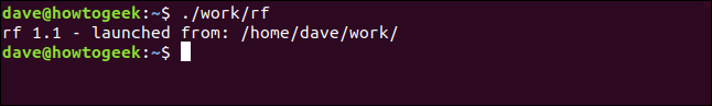 The "./work/rf" command in a terminal window.