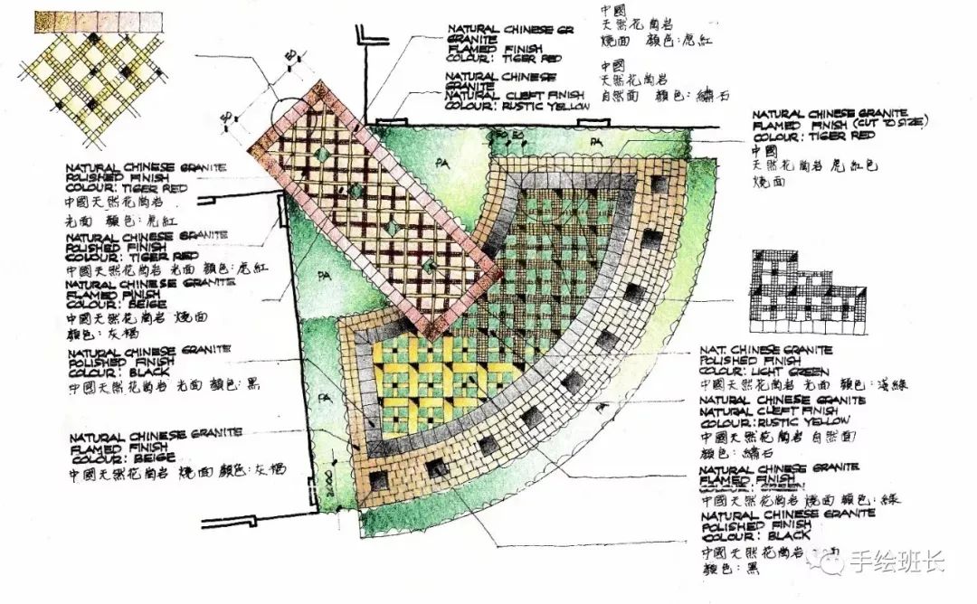 景观石子路手绘平面图图片