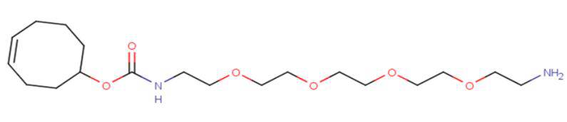 2243569-24-4，TCO-PEG4-amine异双功能点击化学试剂。胺与活性NHS酯或在活化剂suh（如EDC）存在下与羧酸反应