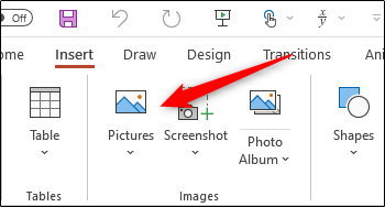 Pictures option in Insert group
