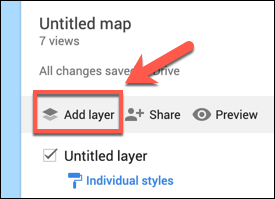 Press Add Layer to add a custom layer to a custom Google Maps map