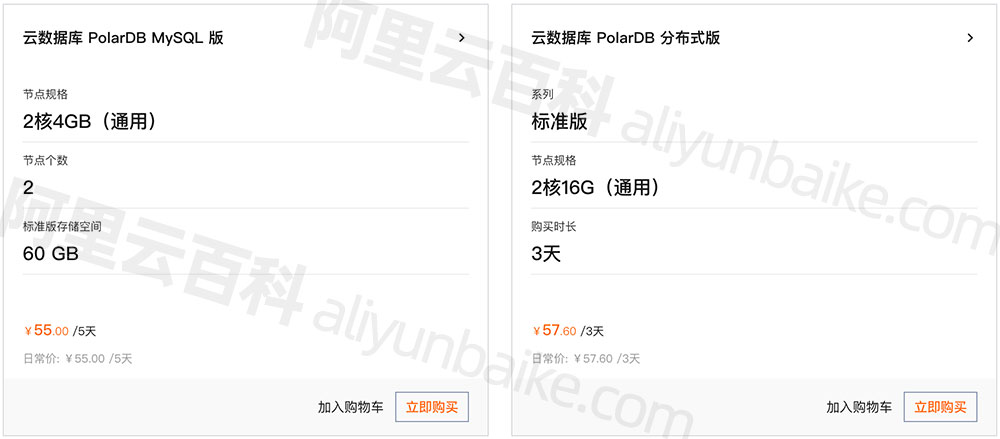 阿里云PolarDB数据库优惠价格表