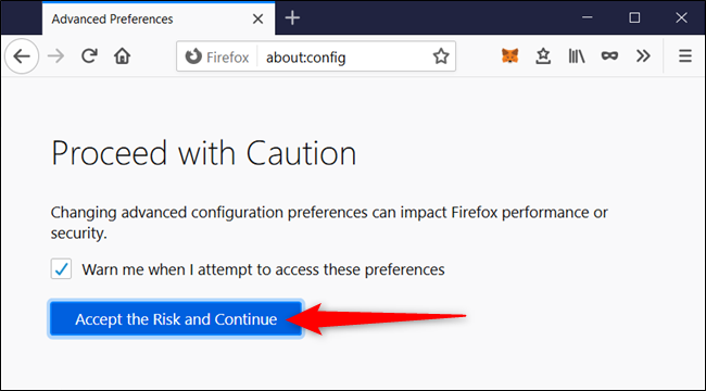 Proceed with caution and click "Accept the risks and continue."