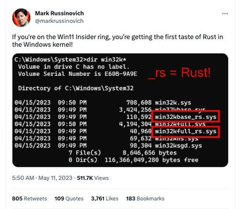 微软用 18 万行 Rust 重写了 Windows 内核_windows rust重构;