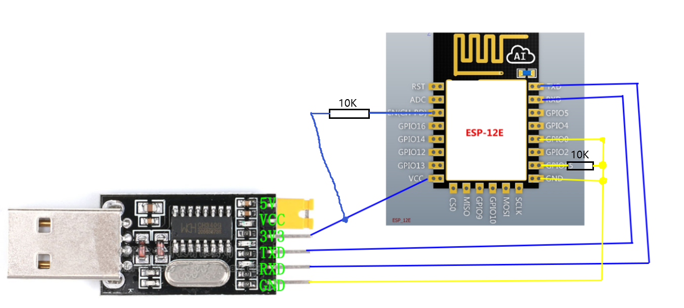 esp12f烧录接线图片