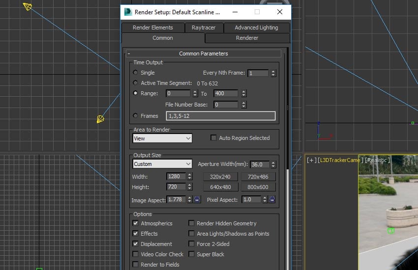 Fenster „Render-Setup“.