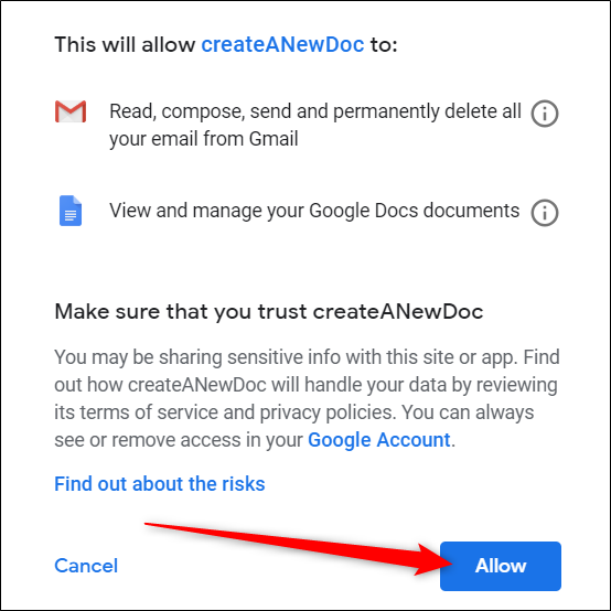 Review the new permission and click Allow