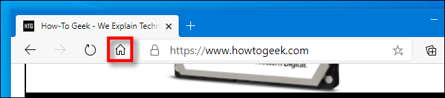 The Home Page icon in the Edge toolbar.