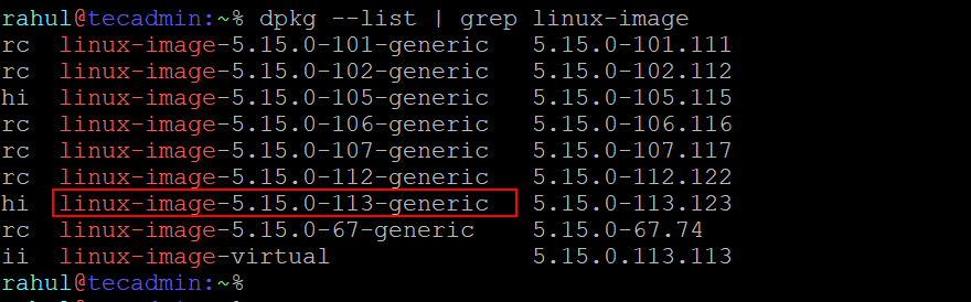 List Installed Kernel Versions on Ubuntu