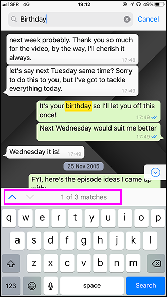 如何搜索WhatsApp聊天消息