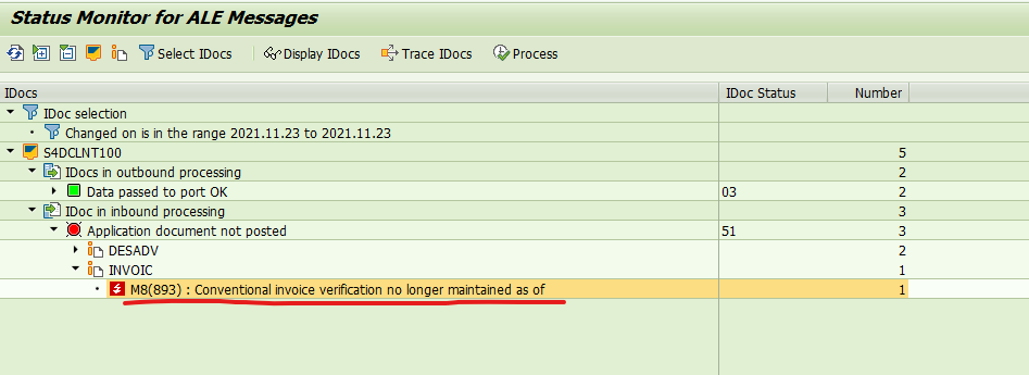 SAP IDoc 报错 - Conventional invoice verification no longer