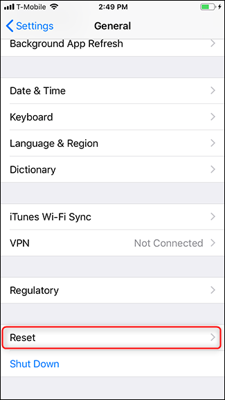 Tap Reset.