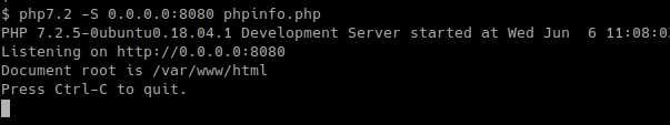 Run phpinfo On From Commmand Line with Php Web Server