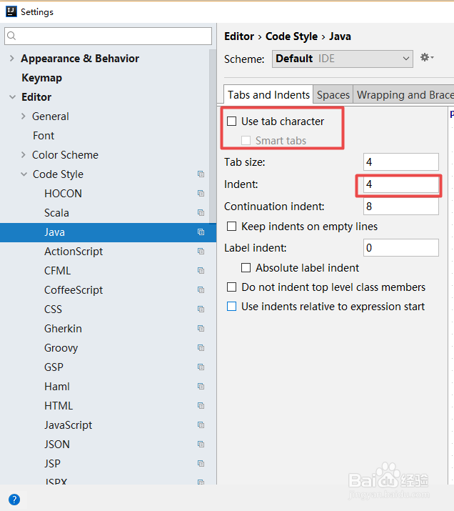 intellij idea如何设置tab键为4个空格？