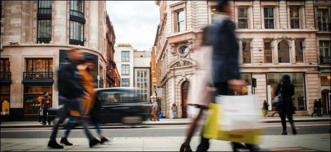 Blurred people in street