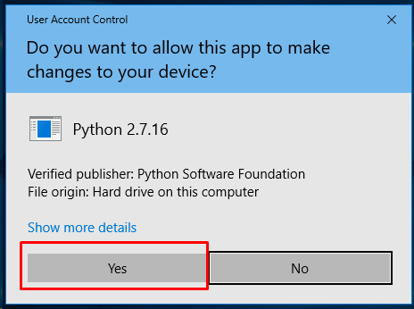 Provide Admin Rights For Python2 Installation