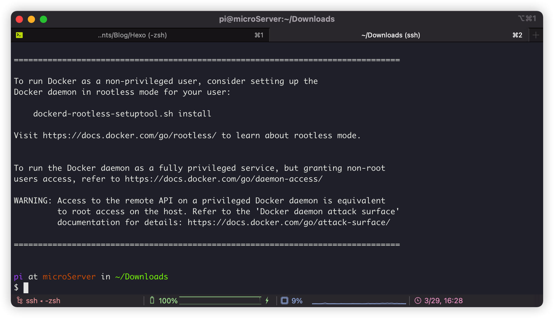 Docker installation complete