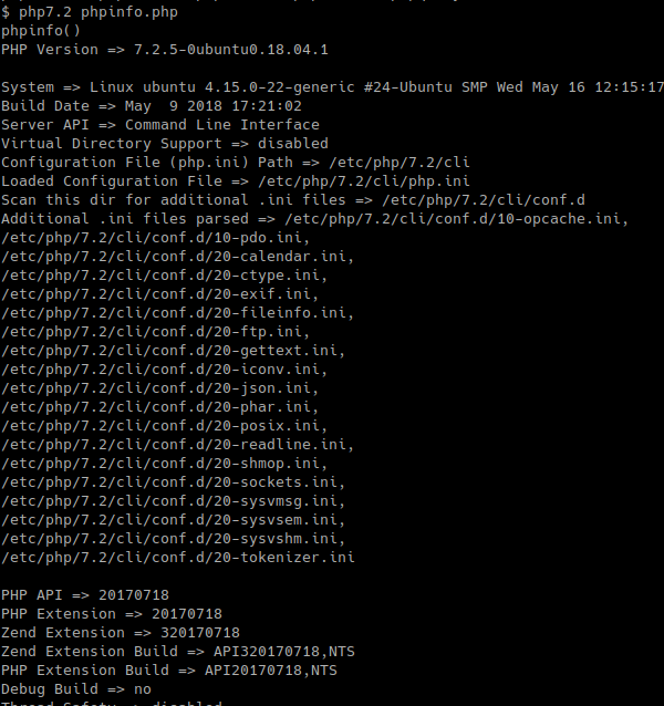 Run phpinfo On Command Line