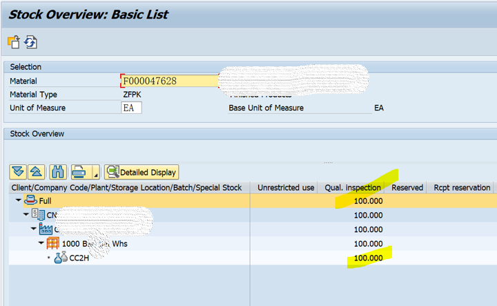 SAP 启用04检验类型的物料，工单上库存类型不是QI？