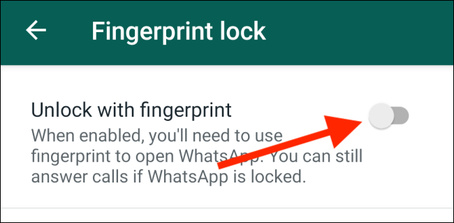 Toggle-On "Unlock with Fingerprint."