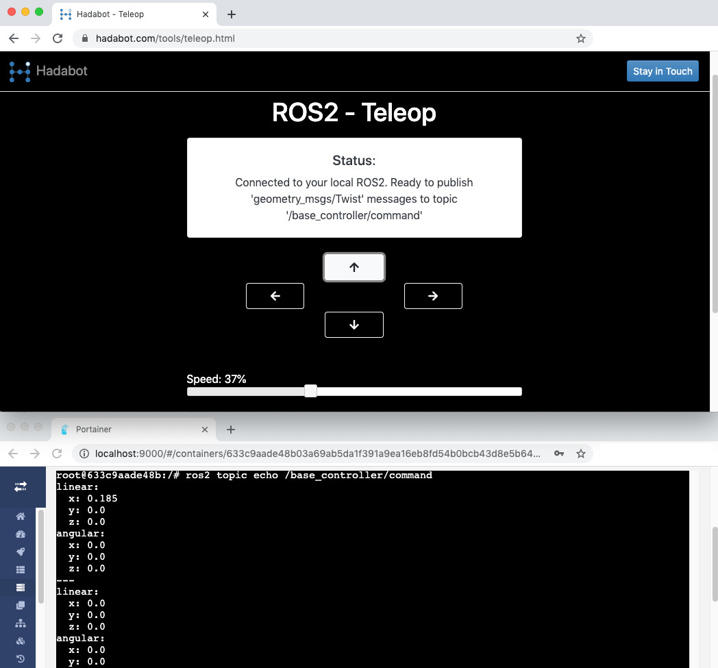 Hadabot：从网络浏览器操作 ROS2 远程控制器