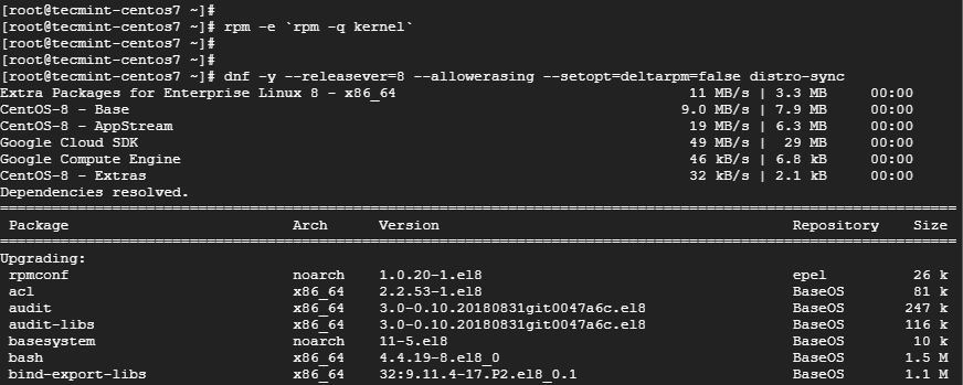 CentOS 8 System Upgrade