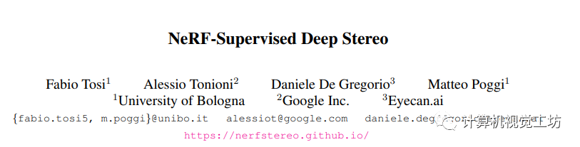 CVPR2023 I NeRF-Supervised Deep Stereo：不需要任何ground-truth数据