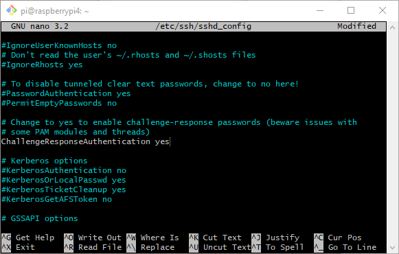 Screenshot of a nano editing session