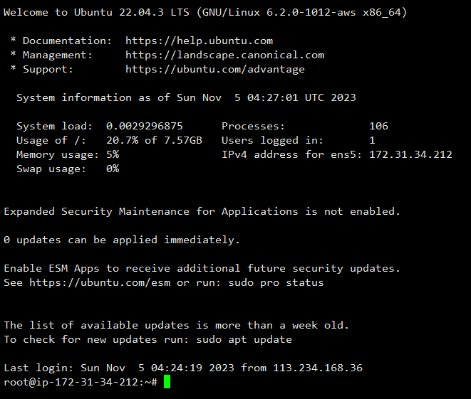 开启AWS的ubuntu服务器的root用户登录权限