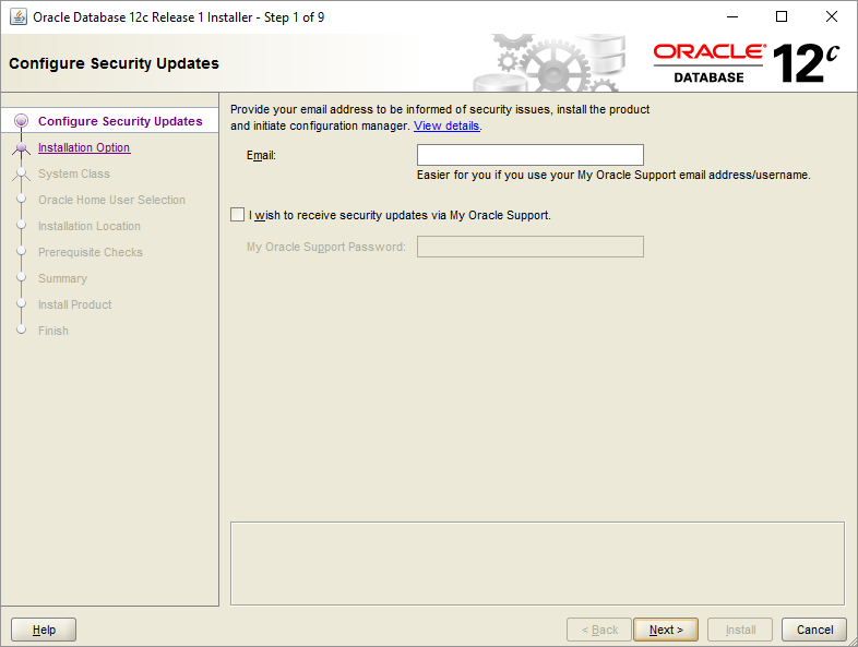 Install Oracle Database - Step 1