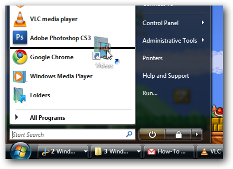 Windows Vista Pin Folder to Start Menu