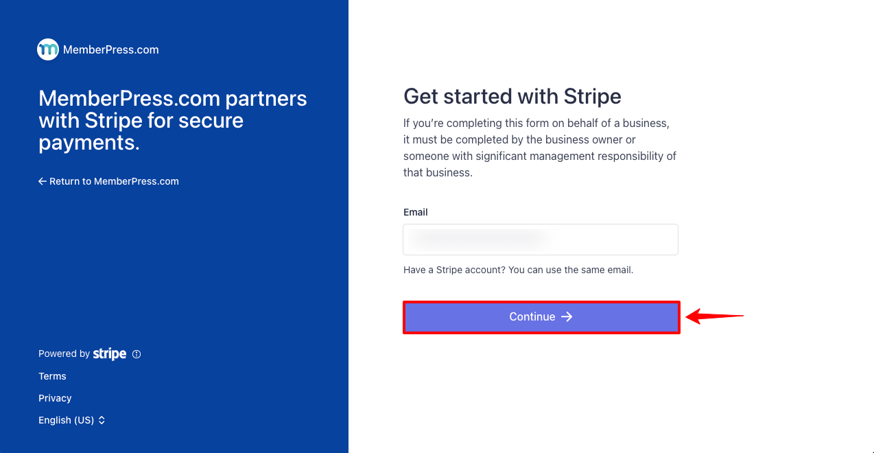 从您的 MemberPress 帐户完成添加 Stripe 帐户