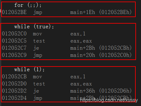 while(1)和for(;;)的反汇编