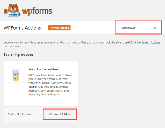 Installing the Form Locker addon for WPForms Installing the Form Locker addon for WPForms