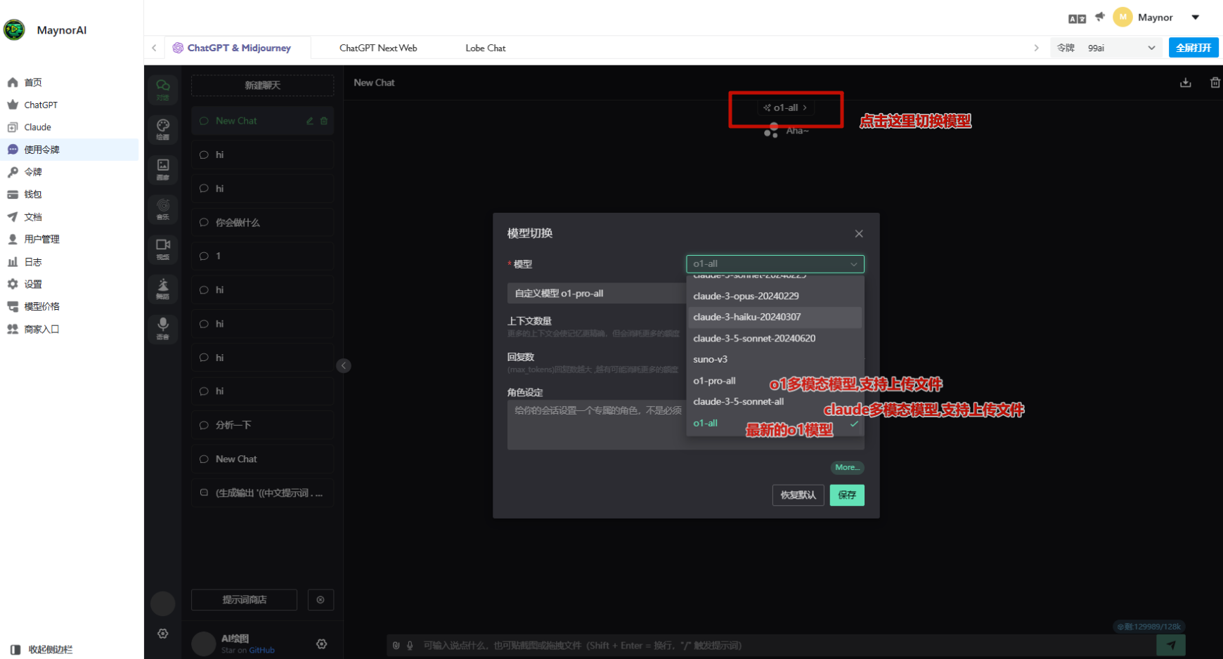 Thinking模型对话界面