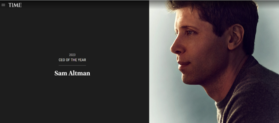 OpenAI的Sam Altman，<span style='color:red;'>获</span>《时代》<span style='color:red;'>2023</span>年度最佳<span style='color:red;'>CEO</span>