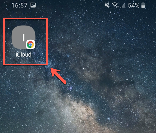 Tap the iCloud icon on your home screen to load the iCloud PWA on Android