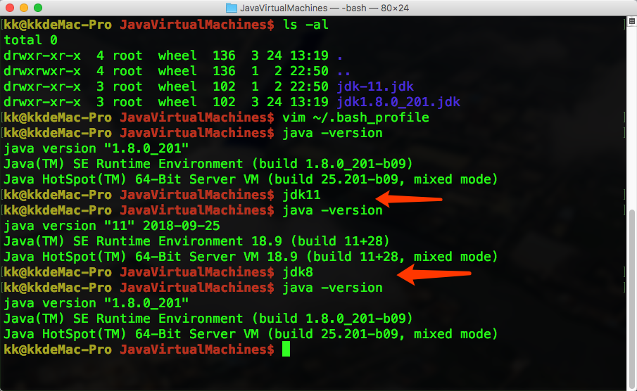 Mac中安装JDK1.8和JDK11双版本并任意切换