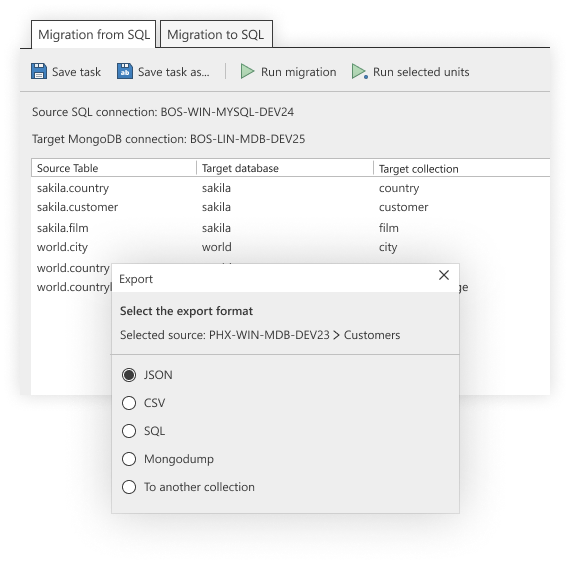 Migrating from SQL to MongoDB -- or the other way around: MongoDB to SQL