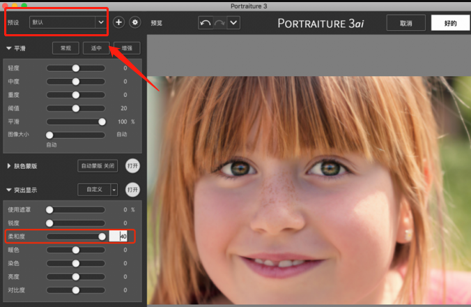 Portraiture磨皮预设