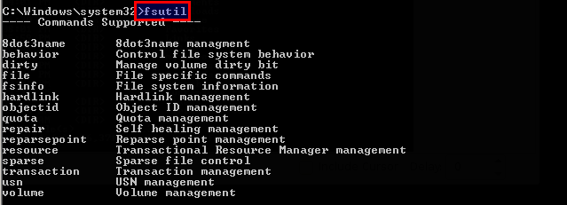 fsutil Help