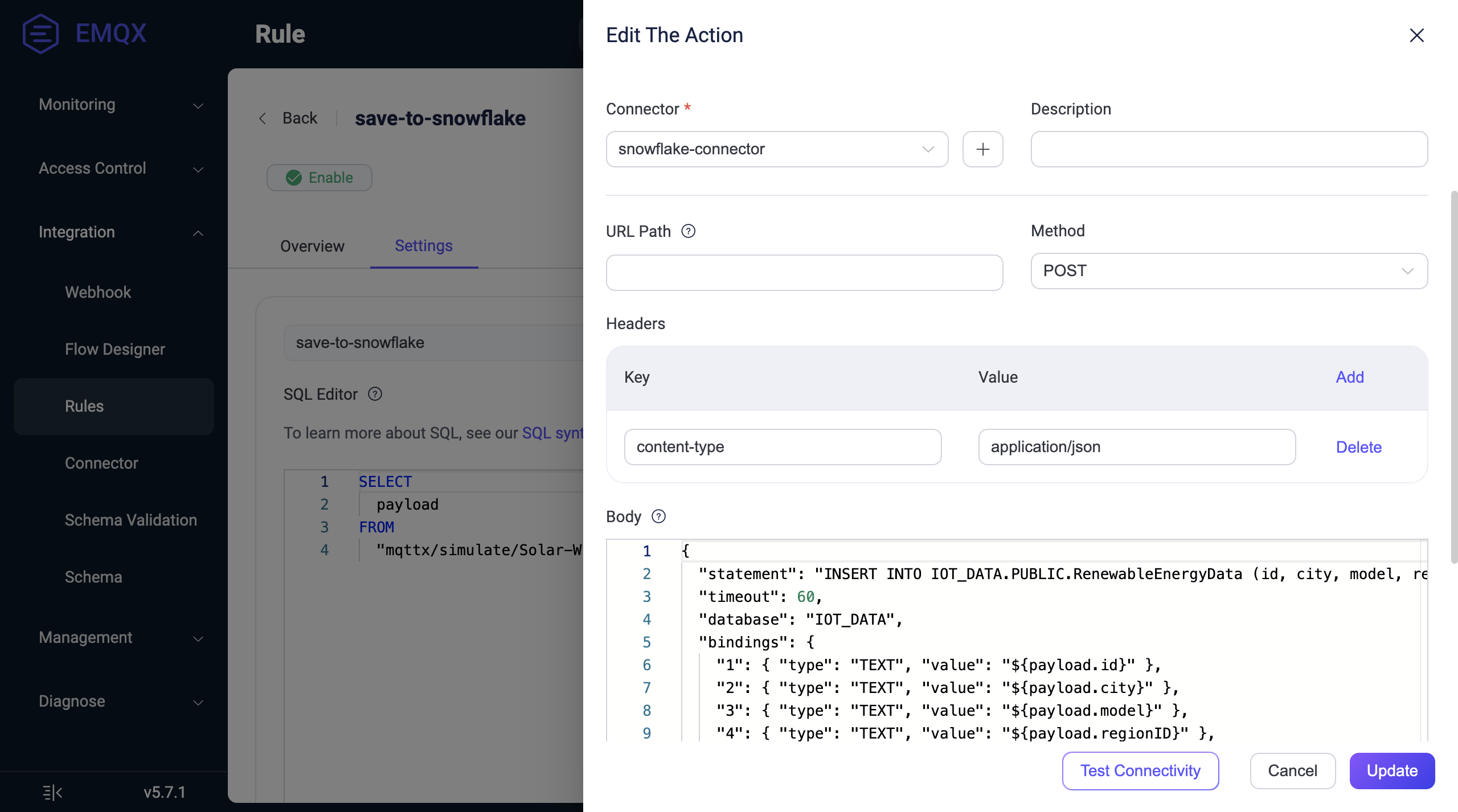 图表说明了使用 Snowflake REST API 设置 <a class=