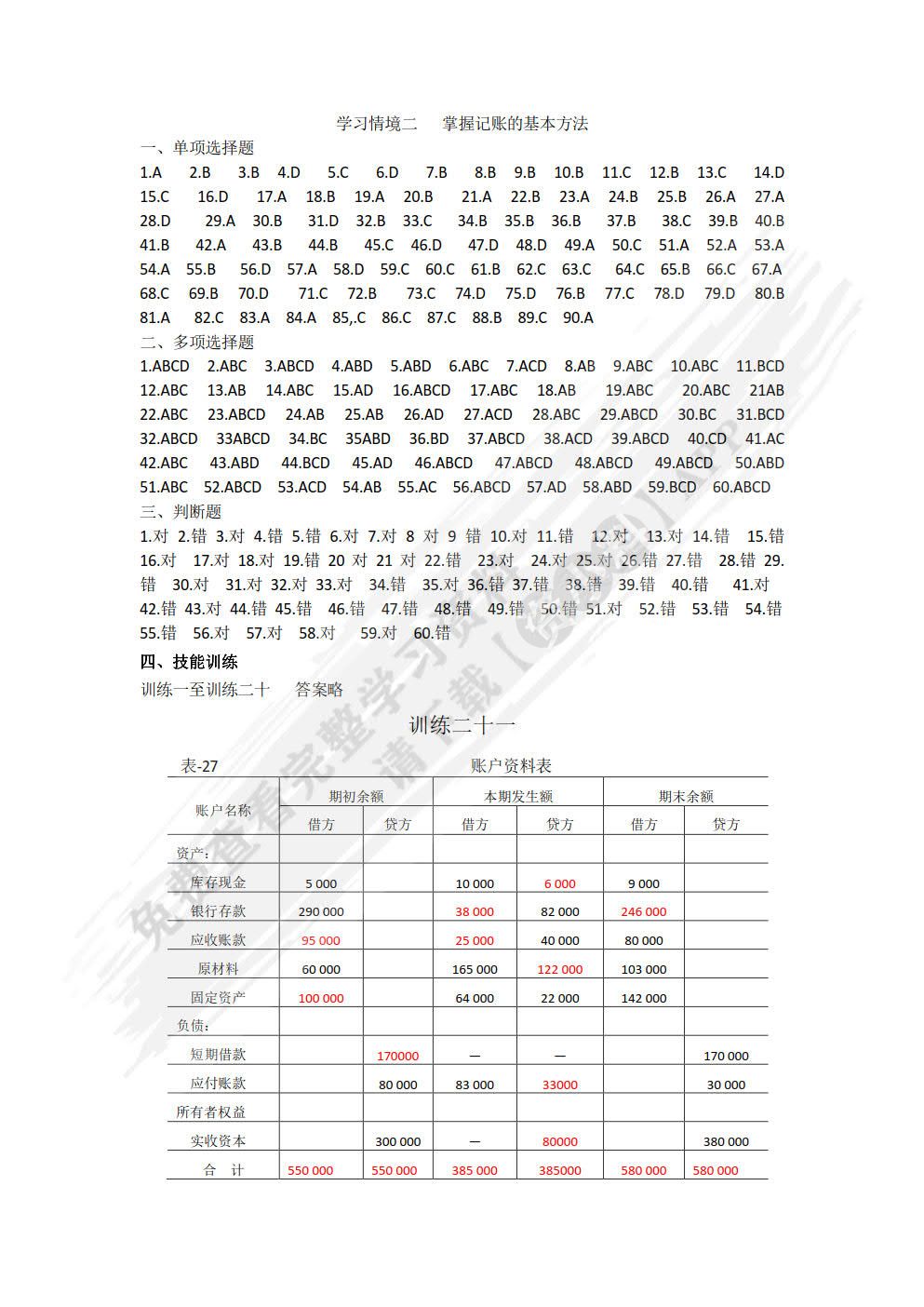 基础会计习题与实训（第二版）