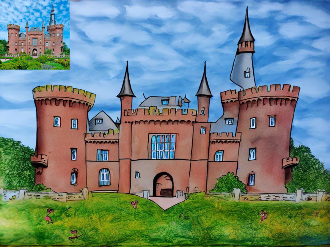 A children’s painting of a castle