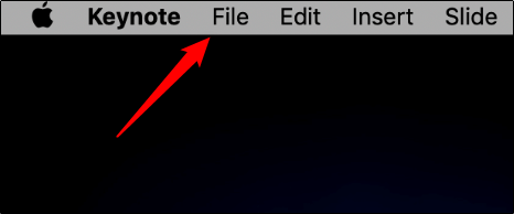 Click "File" in "Keynote." 