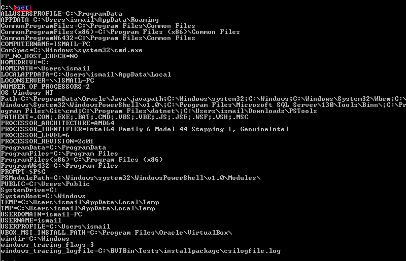 List All Environment Variables