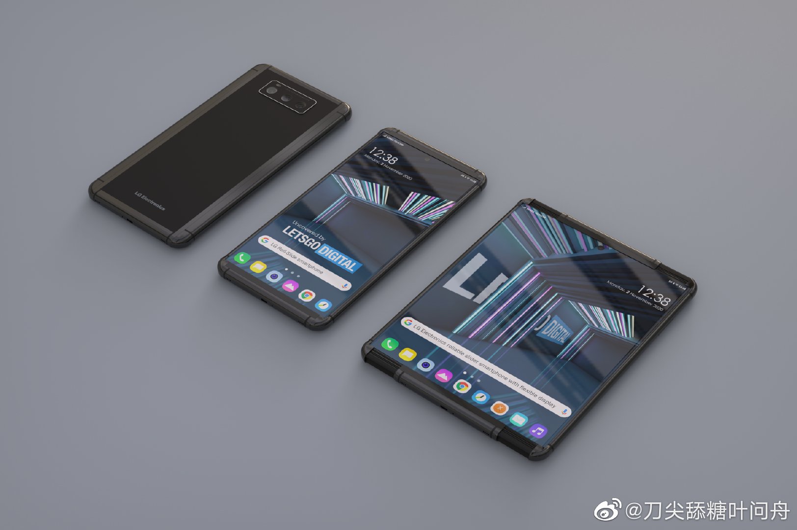 手机屏大字滚动lg滑动伸缩手机专利公布可向左和向右拉出电话