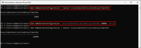 Setting the invalid authentication delay time in Server vNext using PowerShell