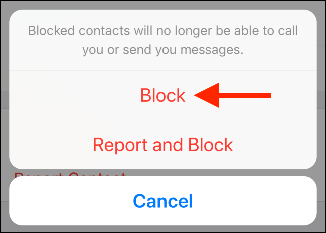 Tap "Block" in the popup.