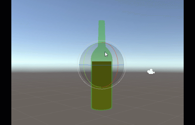 本来半瓶的液体,瓶子横过来,液体就满了.